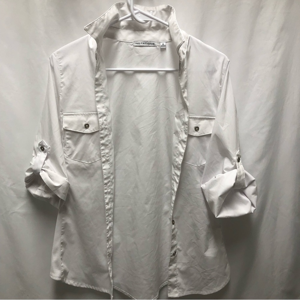 Notations white button down top | Medium | Business Casual
